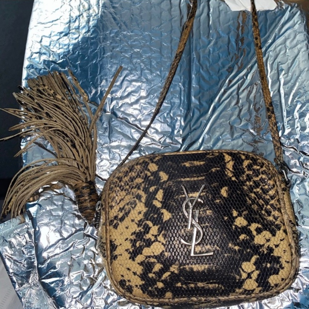 YSL Monogram Python-Embossed Crossbody Bag - Picture 4 of 10